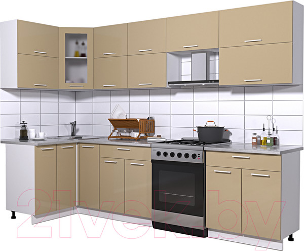 Изображение товара Кухонный гарнитур Интерлиния Мила Gloss 60-12x29 (капучино глянец)