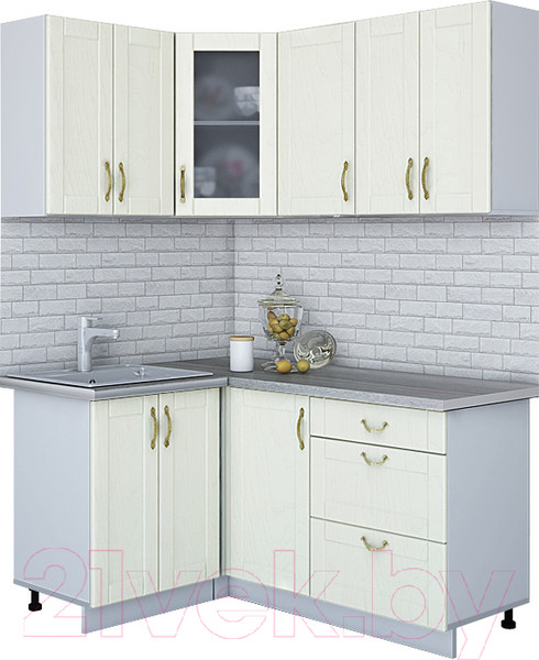 Изображение товара Кухонный гарнитур Интерлиния Мила Крафт 1.2x1.6 (дуб снежный)