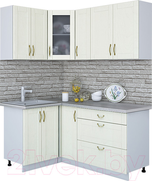 Изображение товара Кухонный гарнитур Интерлиния Мила Крафт 1.2x1.7 (дуб снежный)