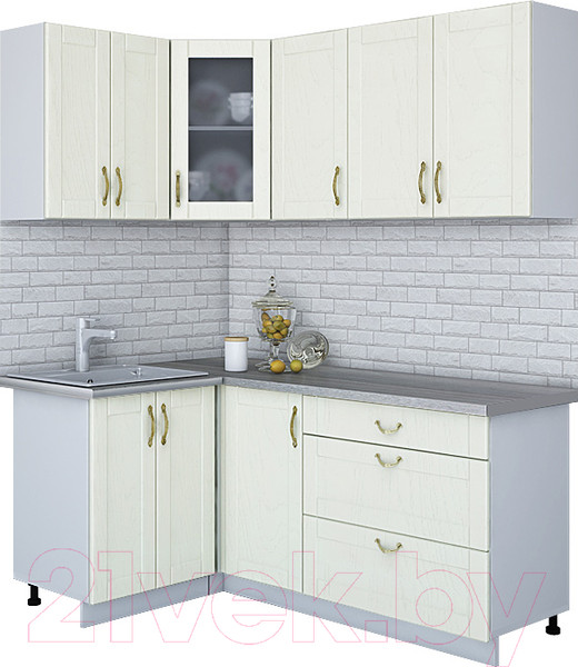 Изображение товара Кухонный гарнитур Интерлиния Мила Крафт 1.2x1.8 (дуб снежный)