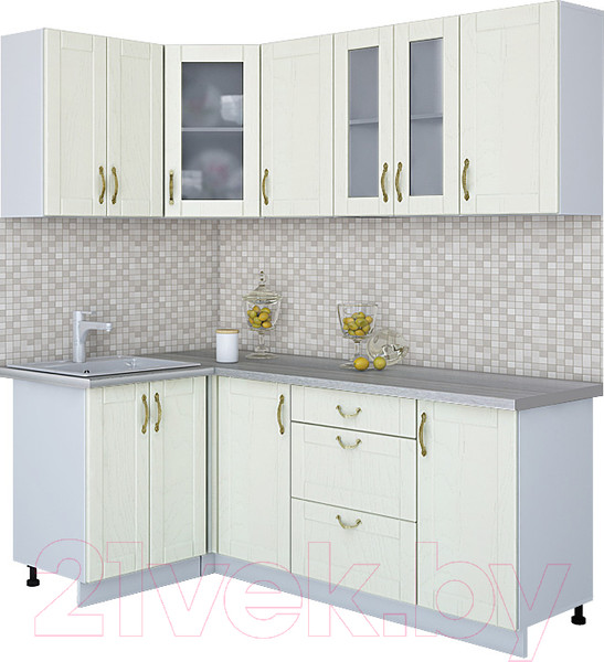 Изображение товара Кухонный гарнитур Интерлиния Мила Крафт 1.2x2.0 (дуб снежный)