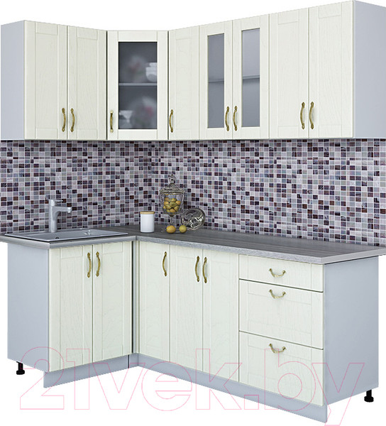 Изображение товара Кухонный гарнитур Интерлиния Мила Крафт 1.2x2.1 (дуб снежный)
