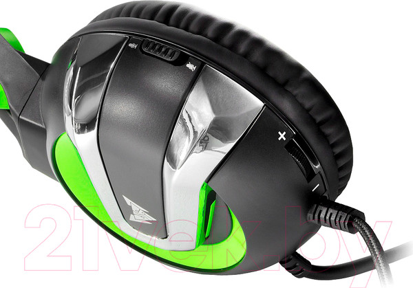 Изображение товара Наушники-гарнитура Crown CMGH-3002 (черный/зеленый)