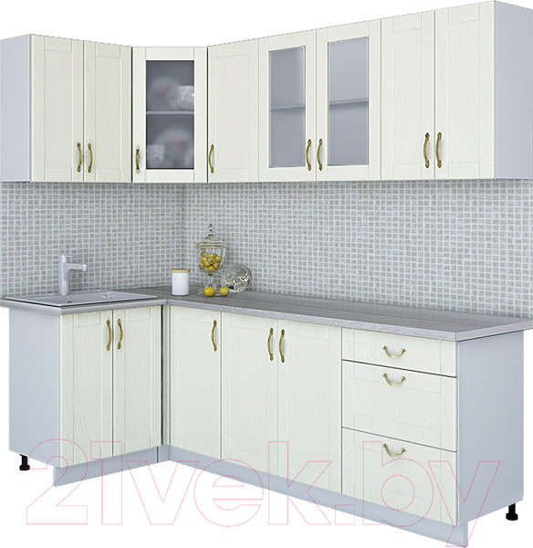 Изображение товара Кухонный гарнитур Интерлиния Мила Крафт 1.2x2.4 (дуб снежный)