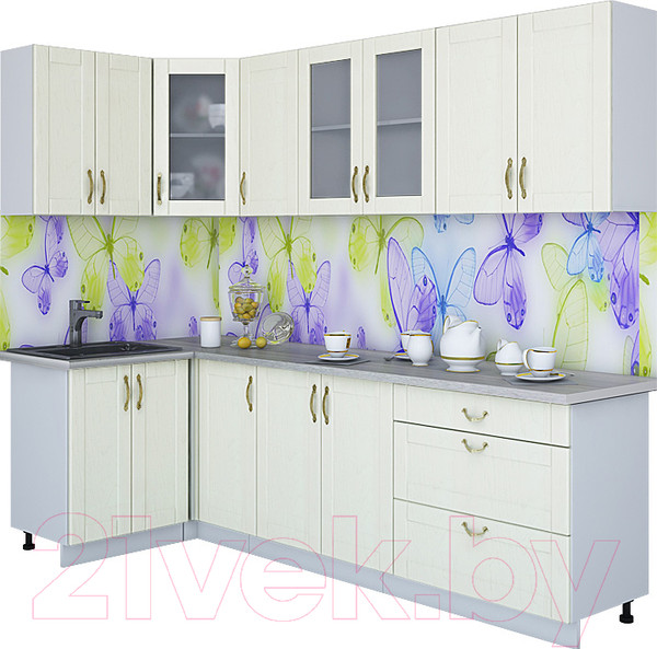 Изображение товара Кухонный гарнитур Интерлиния Мила Крафт 1.2x2.6 (дуб снежный)