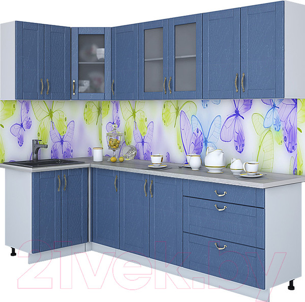 Изображение товара Кухонный гарнитур Интерлиния Мила Крафт 1.2x2.6 (дуб лазурный)