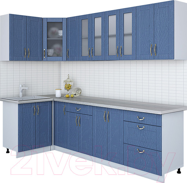 Изображение товара Кухонный гарнитур Интерлиния Мила Крафт 1.2x2.7 (дуб лазурный)