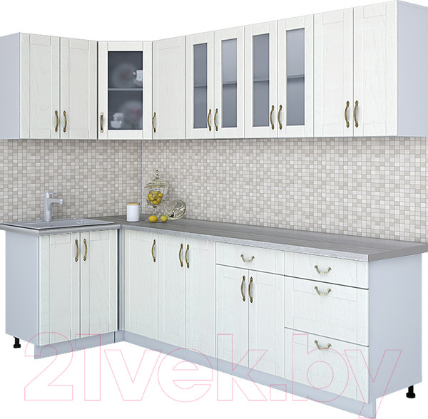 Изображение товара Кухонный гарнитур Интерлиния Мила Крафт 1.2x2.8 (дуб полярный)