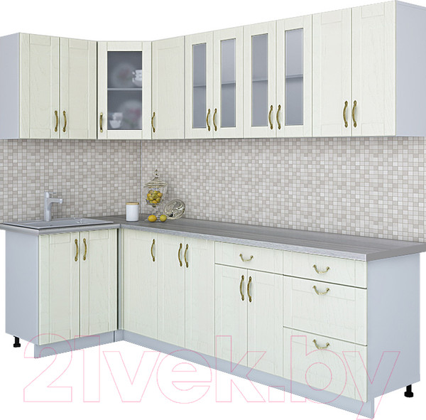 Изображение товара Кухонный гарнитур Интерлиния Мила Крафт 1.2x2.8 (дуб снежный)