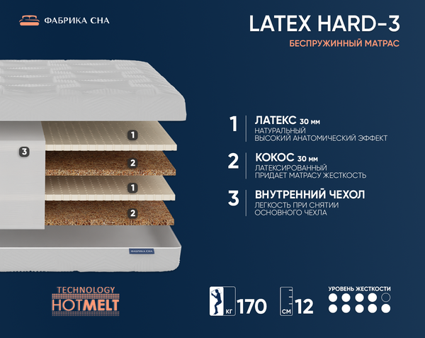 Изображение товара Детский матрас Фабрика сна Латекс Hard-3 80x160