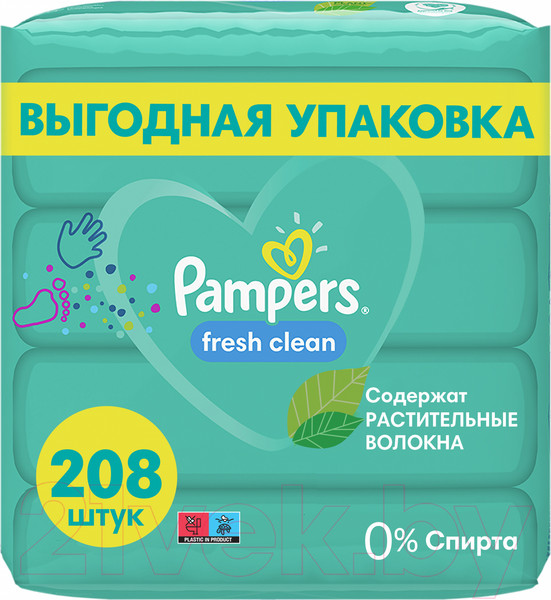 Изображение товара Влажные салфетки детские Pampers Fresh Clean (4x52шт)