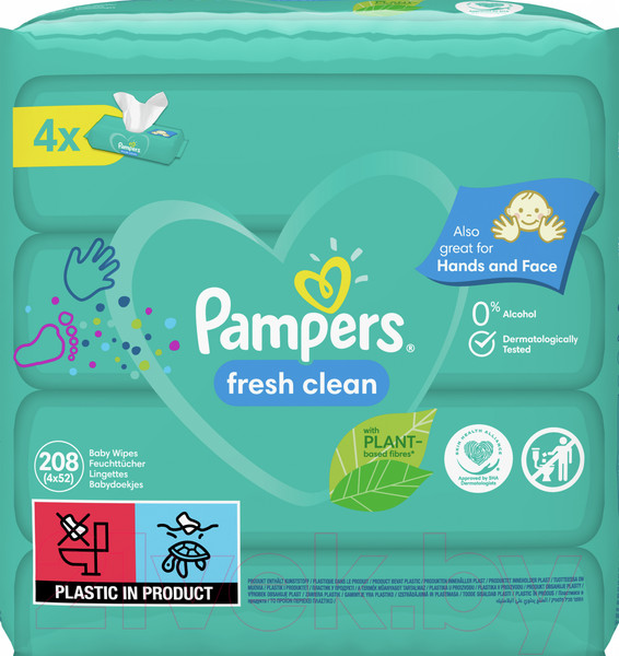Изображение товара Влажные салфетки детские Pampers Fresh Clean (4x52шт)