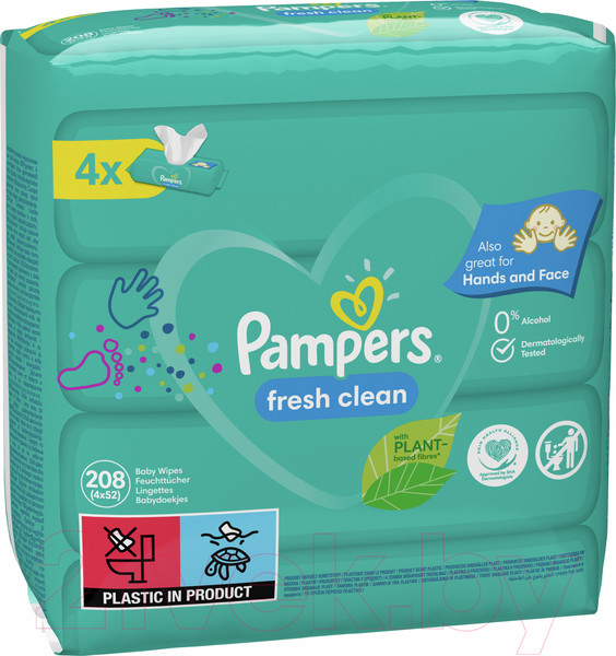 Изображение товара Влажные салфетки детские Pampers Fresh Clean (4x52шт)