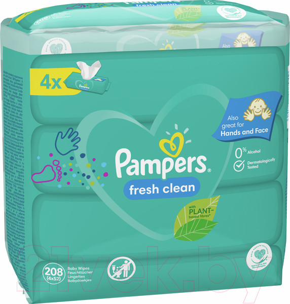 Изображение товара Влажные салфетки детские Pampers Fresh Clean (4x52шт)