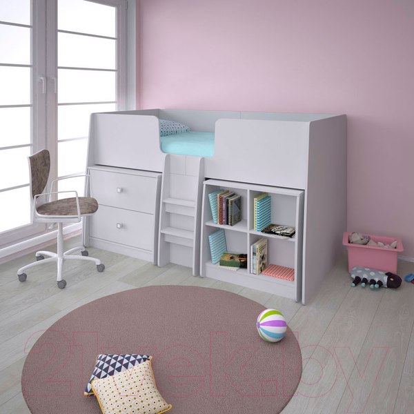 Изображение товара Комод Polini Kids Simple 4100 с 2 ящиками (белый)