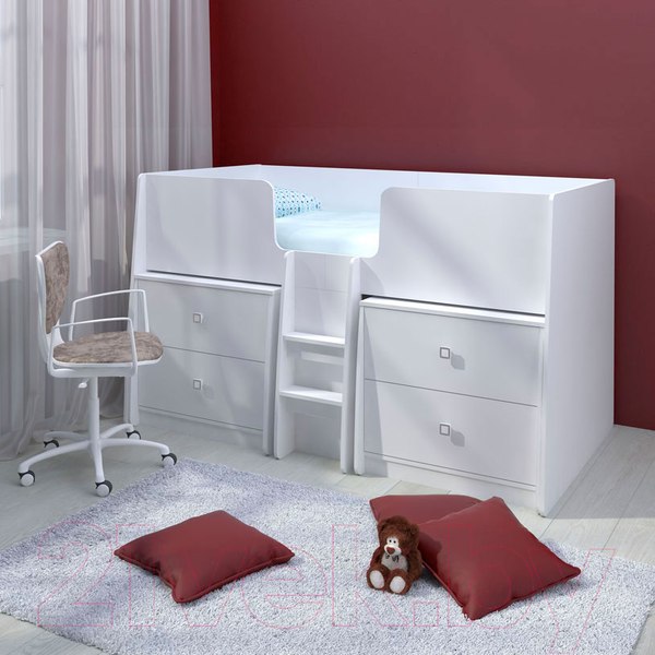Изображение товара Комод Polini Kids Simple 4100 с 2 ящиками (белый)