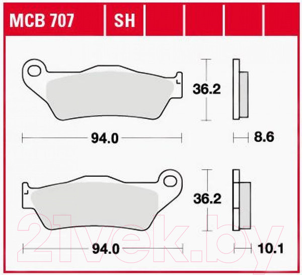 Изображение товара Тормозные колодки TRW MCB707SH