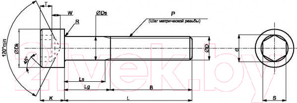 Изображение товара Винт ЕКТ 6х90 DIN912 прочность 8.8 / CV010183 (1000шт, цинк)