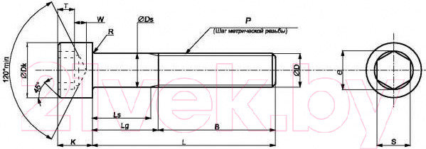 Изображение товара Винт ЕКТ 6x16 DIN912 прочность 8.8 / 61533 (400шт, цинк)
