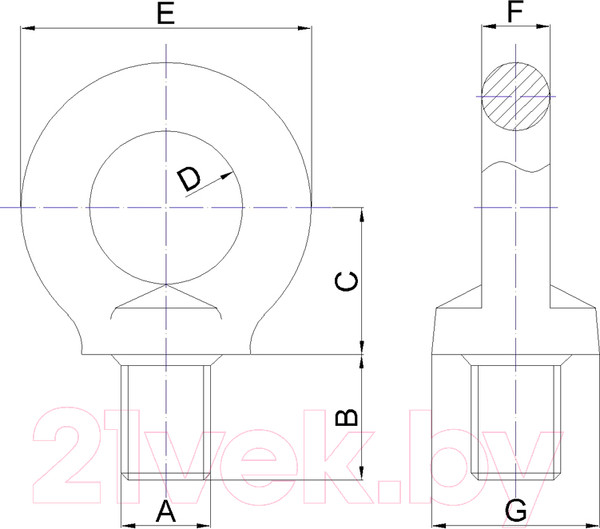 Изображение товара Болт ЕКТ М10 DIN580 / CV012645 (10шт)