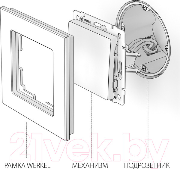 Изображение товара Выключатель Werkel WL07-SW-1G-2W / a029866 (серо-коричневый)