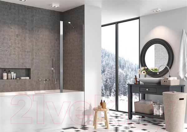 Изображение товара Стеклянная шторка для ванны Radaway Nes PND II 110 R / 10009110-01-01R