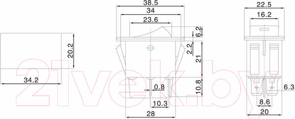 Изображение товара Выключатель клавишный Rexant ON-OFF 36-4443 (синий)