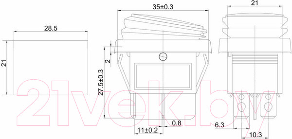 Изображение товара Выключатель клавишный Rexant ON-OFF 36-2362 (зеленый)