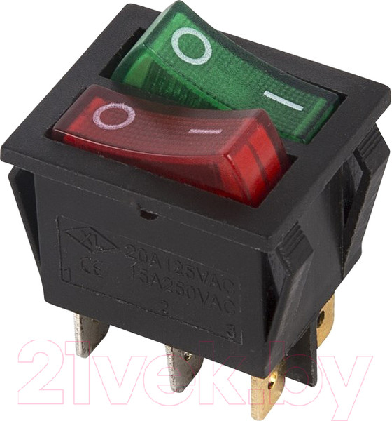 Изображение товара Выключатель клавишный Rexant ON-OFF 36-2450 двойной (красный-зеленый)