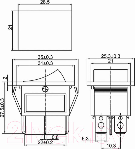 Изображение товара Выключатель клавишный Rexant ON-ON 36-2352 (зеленый)