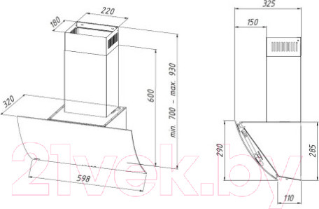 Изображение товара Вытяжка наклонная Akpo Clarus Eco 60 WK-4 (белый)