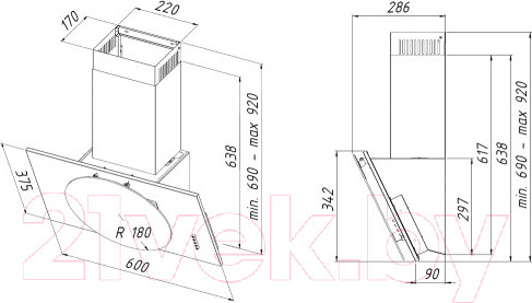 Изображение товара Вытяжка наклонная Akpo Selene Eco 60 WK-4 (черный)