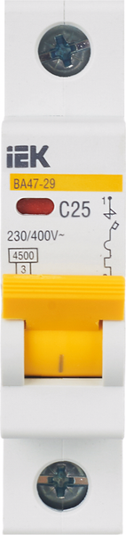 Изображение товара Выключатель автоматический IEK ВА 47-29 1Р 25А 4.5кА С / MVA20-1-025-C