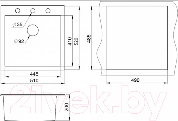 Изображение товара Мойка кухонная GRANULA GR-5102 (черный)