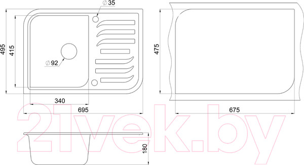 Изображение товара Мойка кухонная GRANULA GR-7001 (песочный)