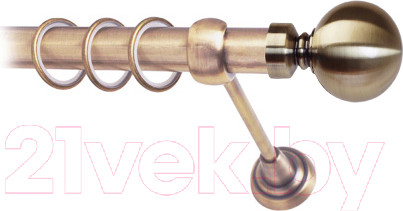 Изображение товара Карниз для штор Lm Decor Шар большой 059 1р гладкий 25мм (антик, 3м)