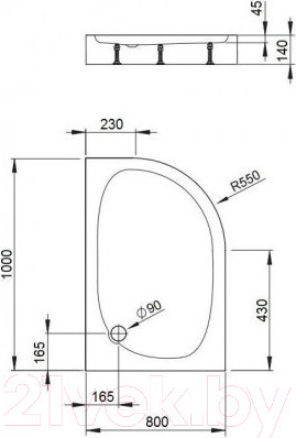 Изображение товара Душевой поддон Bravat Type D-2R 80x100 / P2810-R