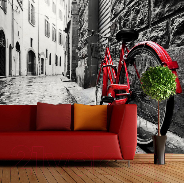 Изображение товара Фотообои листовые Citydecor Красный велосипед (300x254)