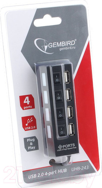 Изображение товара USB-хаб Gembird UHB-243-AD (4 порта)