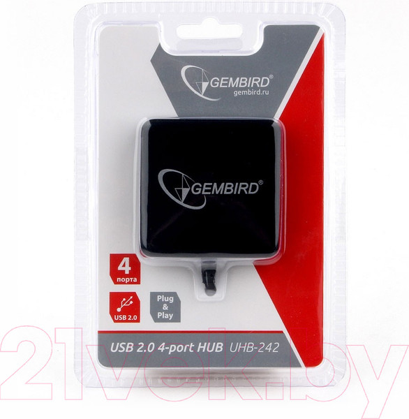 Изображение товара USB-хаб Gembird UHB-242 (4 порта, черный)