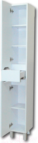 Изображение товара Шкаф-пенал для ванной Гамма 51.25 ОФ8 (белый, левый)