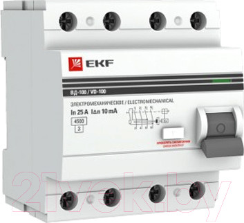 Изображение товара Устройство защитного отключения EKF PROxima ВД-100 4P 25А 30мА / elcb-4-25-30-em-pro