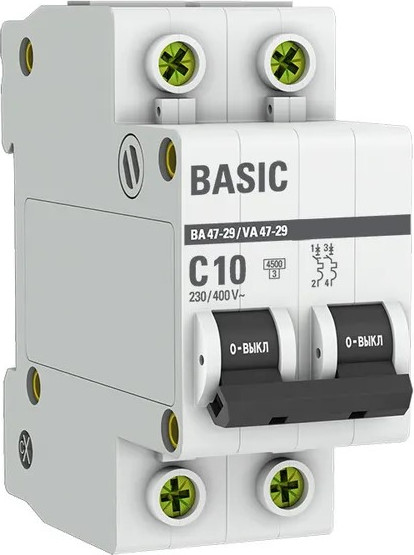 Изображение товара Выключатель автоматический EKF ВА 47-29 2P 10A (C) 4.5кА / mcb4729-2-10C