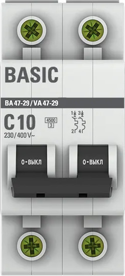 Изображение товара Выключатель автоматический EKF ВА 47-29 2P 10A (C) 4.5кА / mcb4729-2-10C