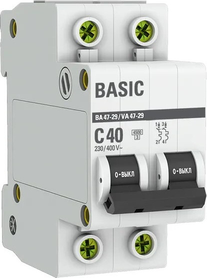 Изображение товара Выключатель автоматический EKF ВА 47-29 2P 40A (C) 4.5кА / mcb4729-2-40C
