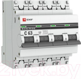 Изображение товара Выключатель автоматический EKF PROxima ВА 47-63 4P 63А (C) 4.5kA / MCB4763-4-63C-pro