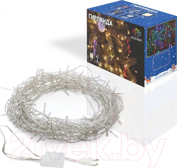 Изображение товара Светодиодная гирлянда Neon-Night Твинкл Лайт 303-186 (10м, теплый белый)