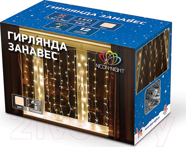 Изображение товара Световой занавес Neon-Night Светодиодный Дождь 235-066 (2x3м, теплый белый)