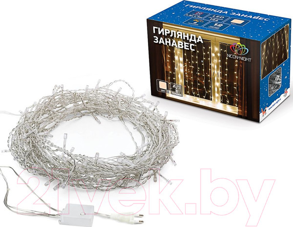 Изображение товара Световой занавес Neon-Night Светодиодный Дождь 235-066 (2x3м, теплый белый)