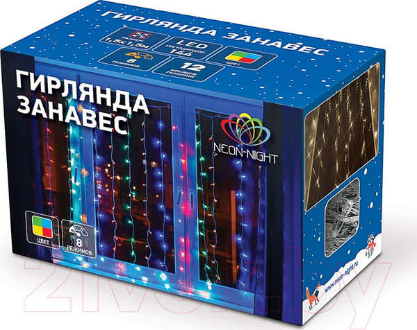 Изображение товара Световой занавес Neon-Night Светодиодный Дождь 235-069 (2x3м, мультиколор)